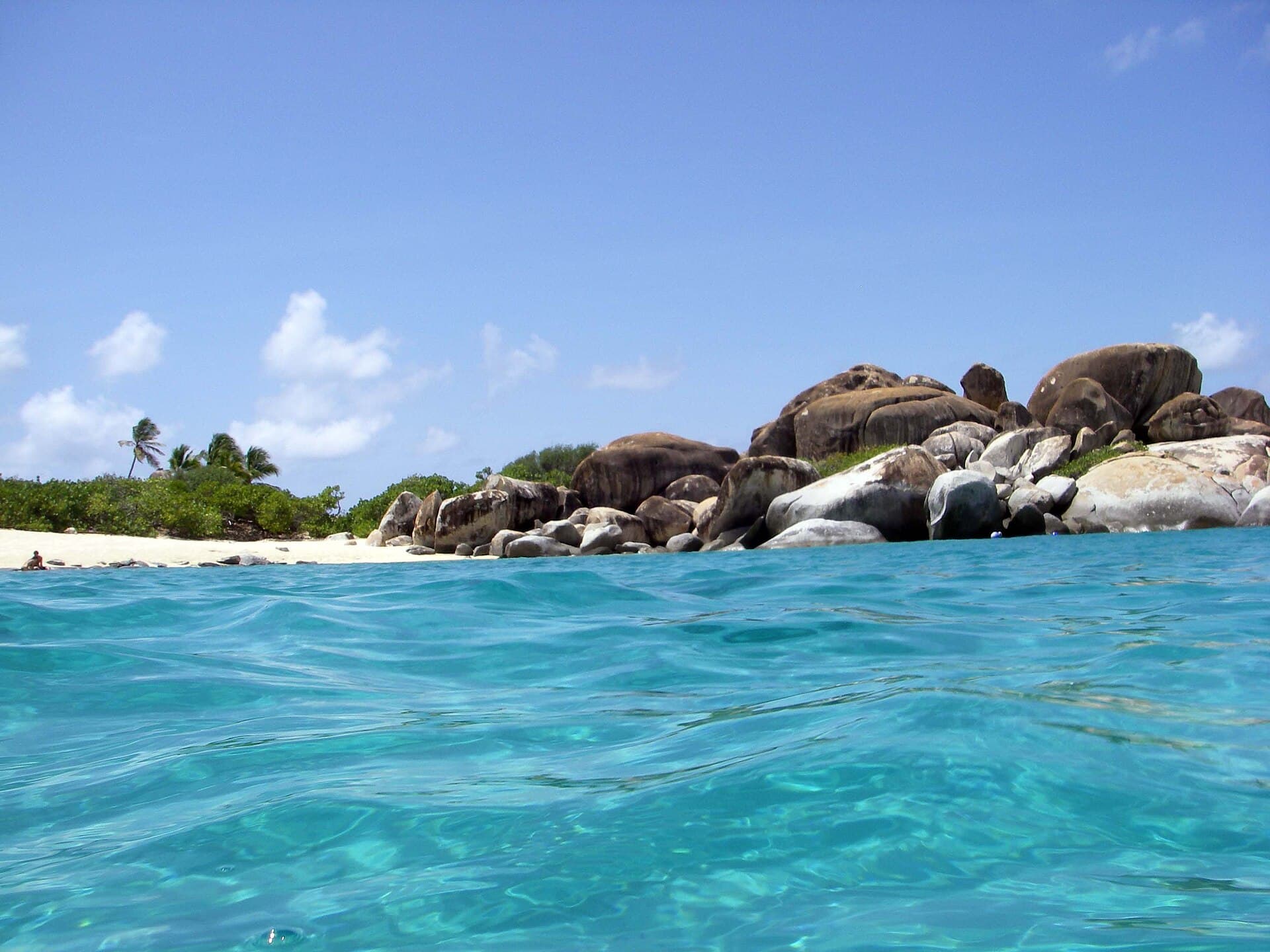 Granite boulders and clear water at The Baths, Virgin Gorda
